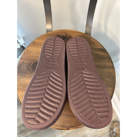 Crocs Womens Platform Size 9 Sandals Burgundy Slide Open Toe Beach Comfort - Picture 5 of 7